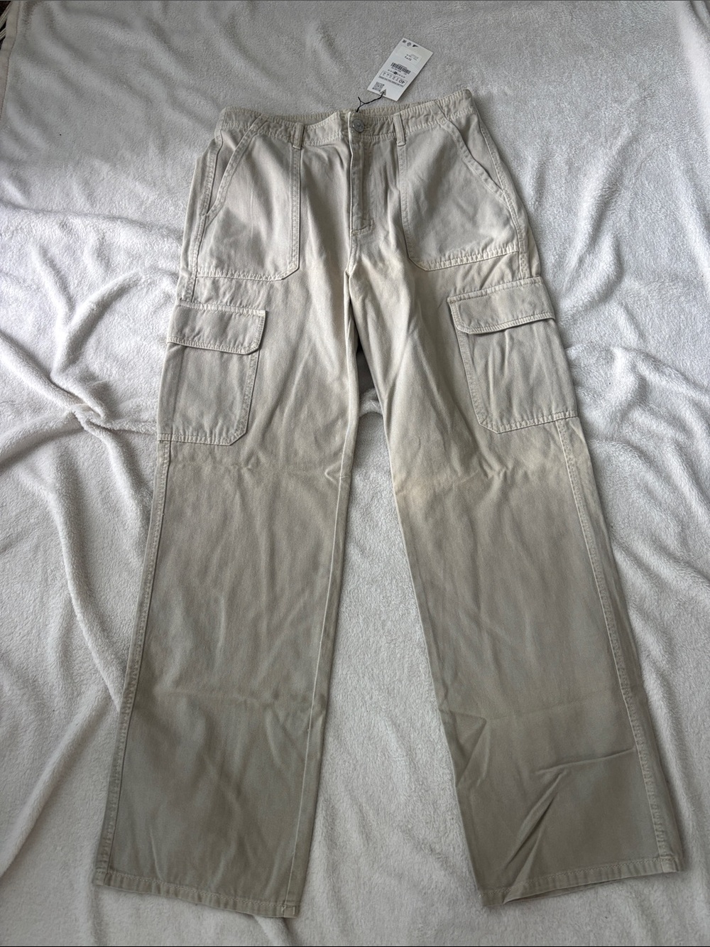 Zara Cargo Trousers - Beige/Tan, Size 8